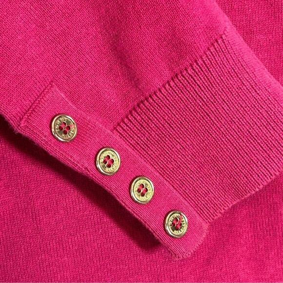 Tommy Hilfiger Magenta Turtleneck Sweater Button Cuff Size L Retro - Picture 7 of 14